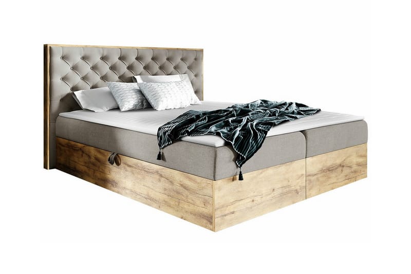Oberting Sengeramme 160x200 cm - Beige/Tre - Møbler - Senger - Sengeramme & sengestamme