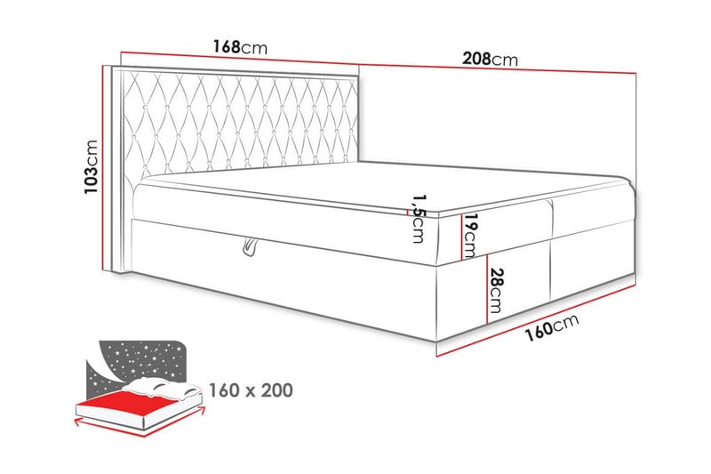 Oberting Sengeramme 160x200 cm - Beige/Tre - Sengeramme & sengestamme