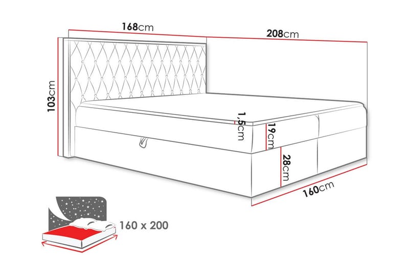 Oberting Sengeramme 160x200 cm - Beige/Tre - Sengeramme & sengestamme