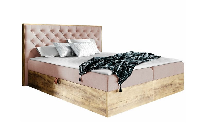 Oberting Sengeramme 160x200 cm - Lys Rosa/Beige - Sengeramme & sengestamme