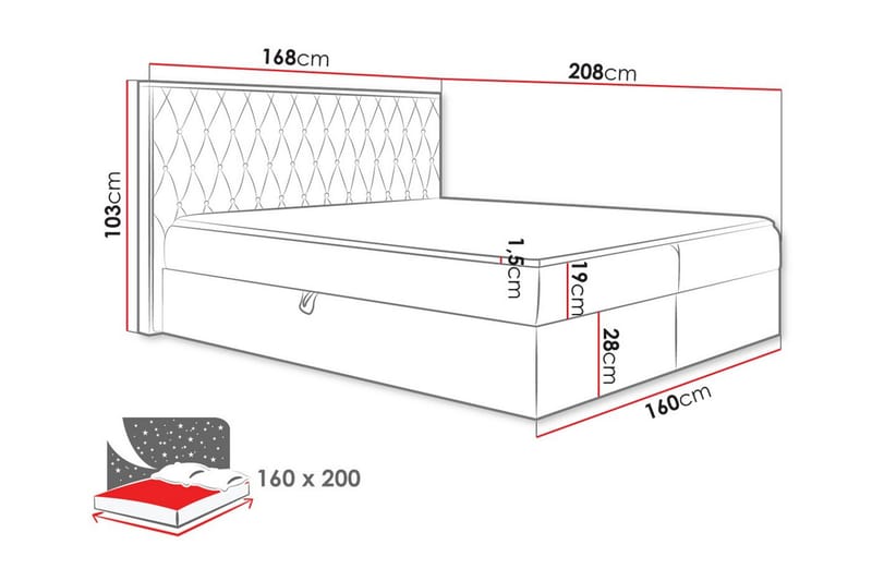 Oberting Sengeramme 160x200 cm - svart/tre - Sengeramme & sengestamme