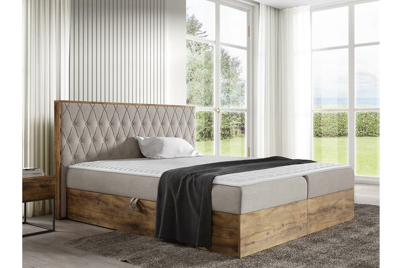 Oberting Sengeramme 180x200 cm - Beige/Tre - Møbler - Senger - Sengeramme & sengestamme