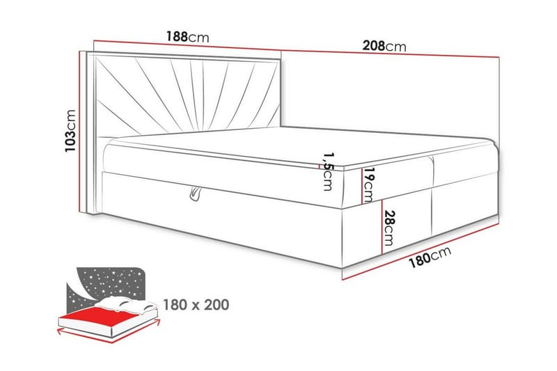 Oberting Sengeramme 180x200 cm - Beige/Tre - Sengeramme & sengestamme