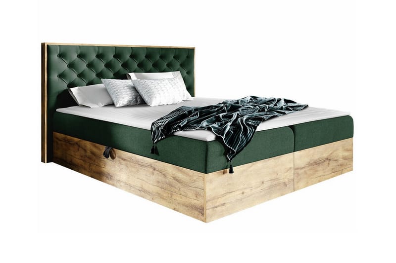 Oberting Sengeramme 180x200 cm - Grønn/Valnøtt - Møbler - Senger - Sengeramme & sengestamme