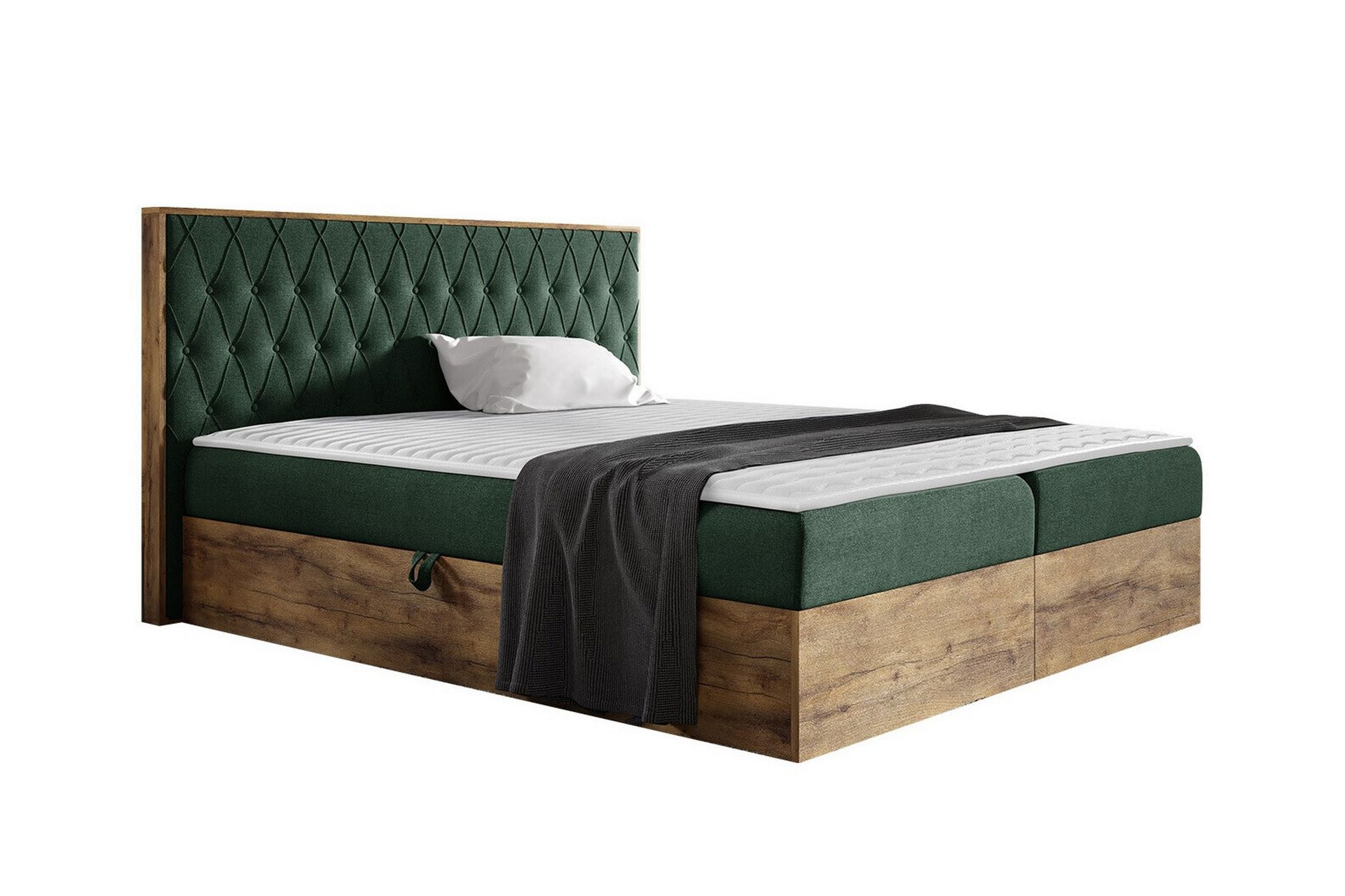 Oberting Sengeramme 180x200 cm - Grønn/Valnøtt - Møbler - Senger - Sengeramme & sengestamme