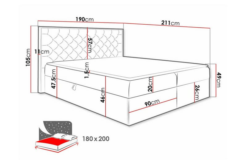 Oberting Sengeramme 180x200 cm - Rosa - Møbler - Senger - Sengeramme & sengestamme
