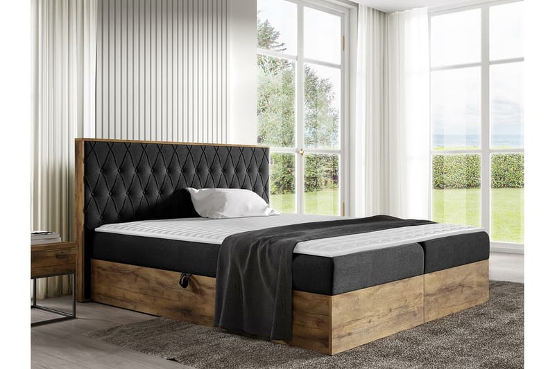 Oberting Sengeramme 180x200 cm - svart/tre - Møbler - Senger - Sengeramme & sengestamme
