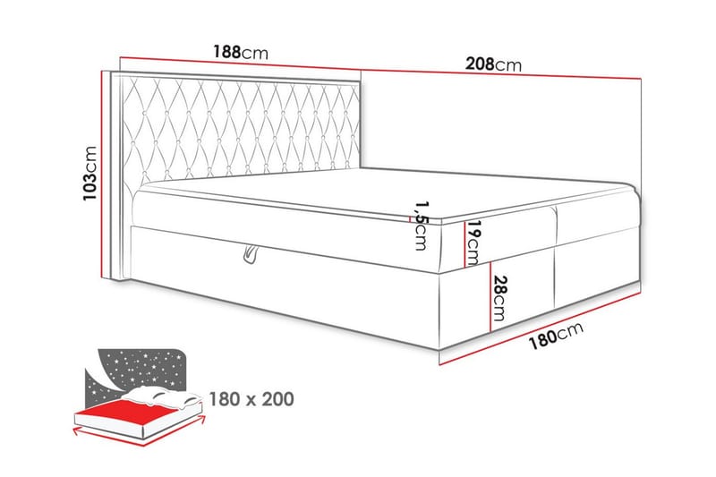 Oberting Sengeramme 180x200 cm - svart/tre - Sengeramme & sengestamme