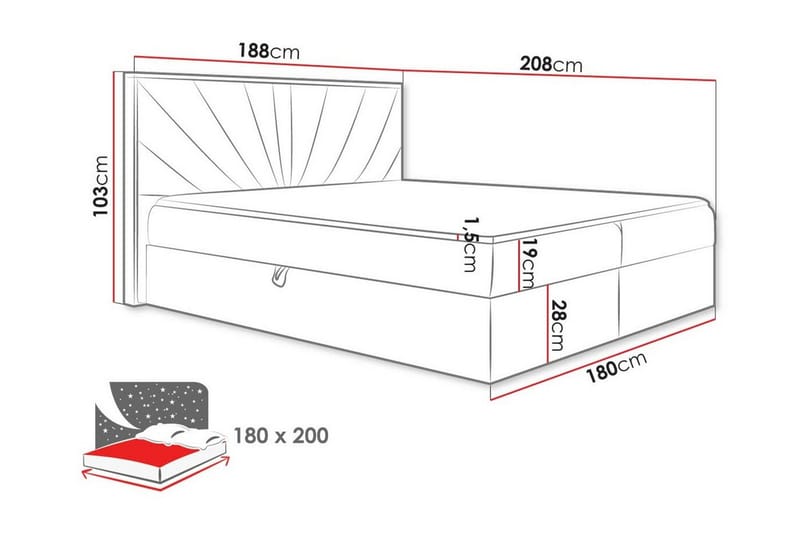 Oberting Sengeramme 180x200 cm - Tre/Svart - Møbler - Senger - Sengeramme & sengestamme