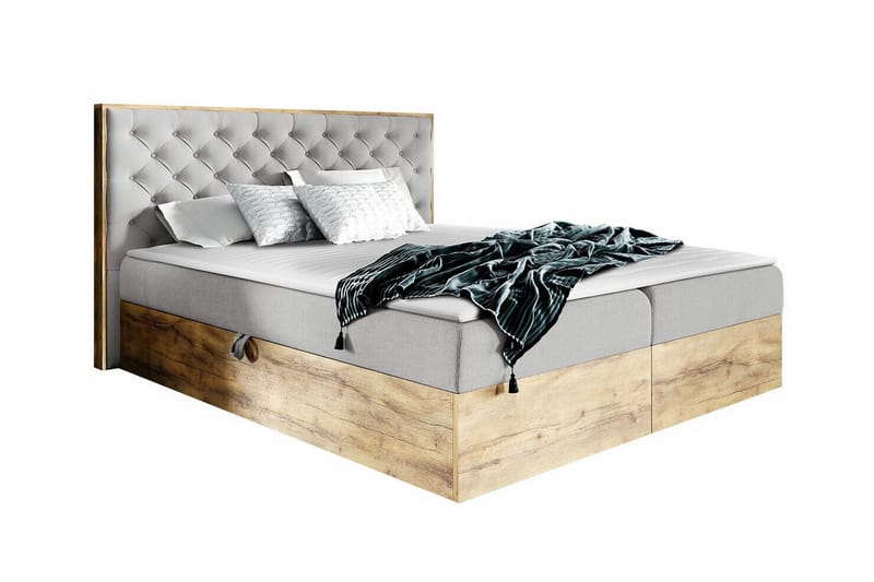 Oberting Sengeramme 200x200 cm - Beige/Tre - Møbler - Senger - Sengeramme & sengestamme