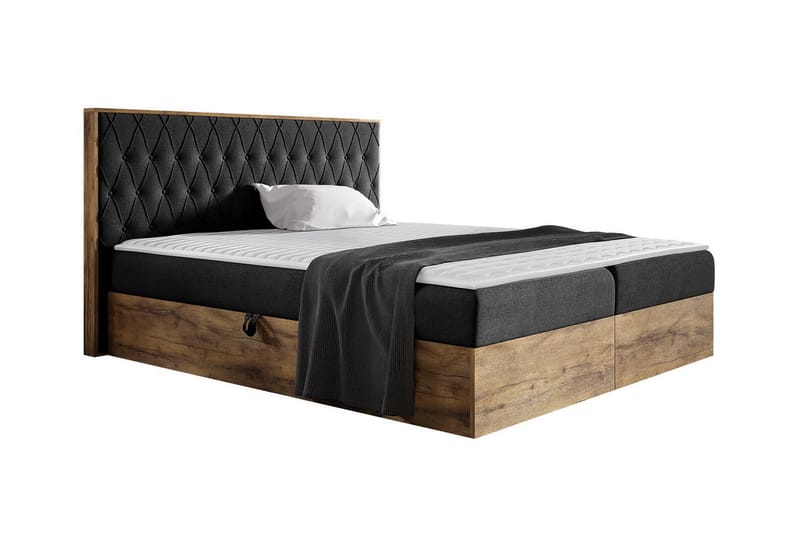 Oberting Sengeramme 200x200 cm - svart/tre - Møbler - Senger - Sengeramme & sengestamme