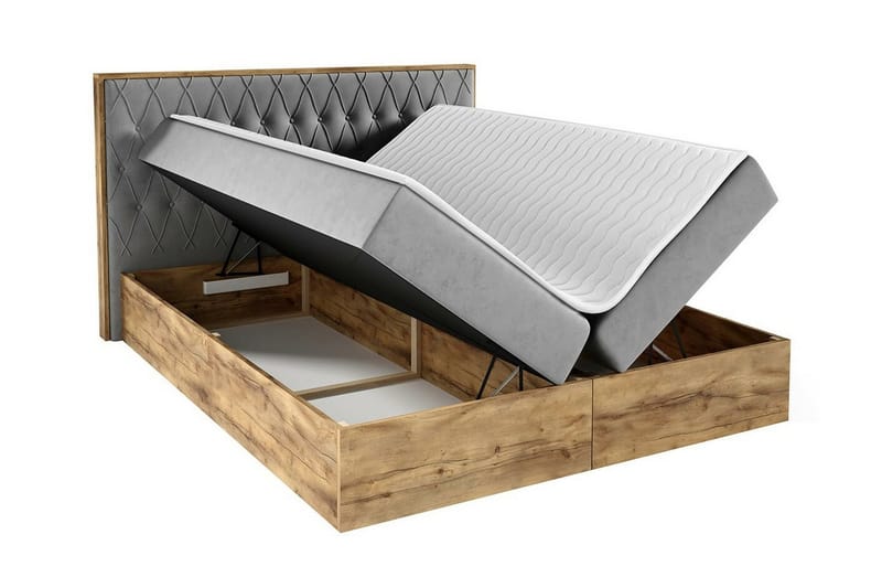 Oberting Sengeramme 200x200 cm - svart/tre - Møbler - Senger - Sengeramme & sengestamme