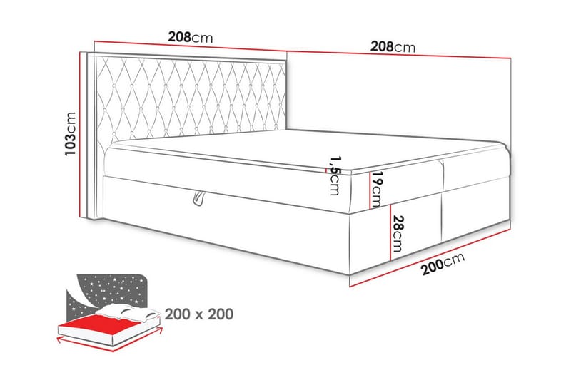 Oberting Sengeramme 200x200 cm - svart/tre - Møbler - Senger - Sengeramme & sengestamme