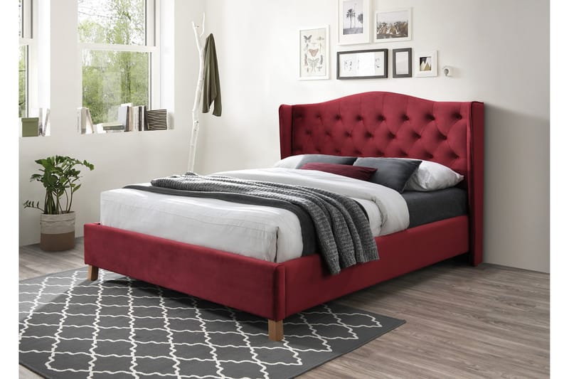 Paonia Sengeramme 160x200 cm - Rød/Tre/Natur - Møbler - Senger - Sengeramme & sengestamme