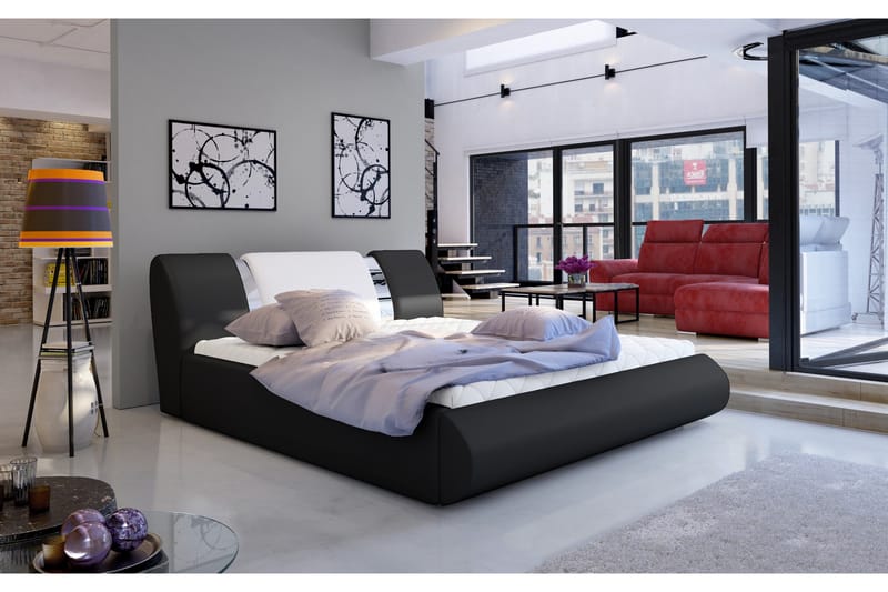 Perow Sengeramme 180x200 cm, Svart/Hvit