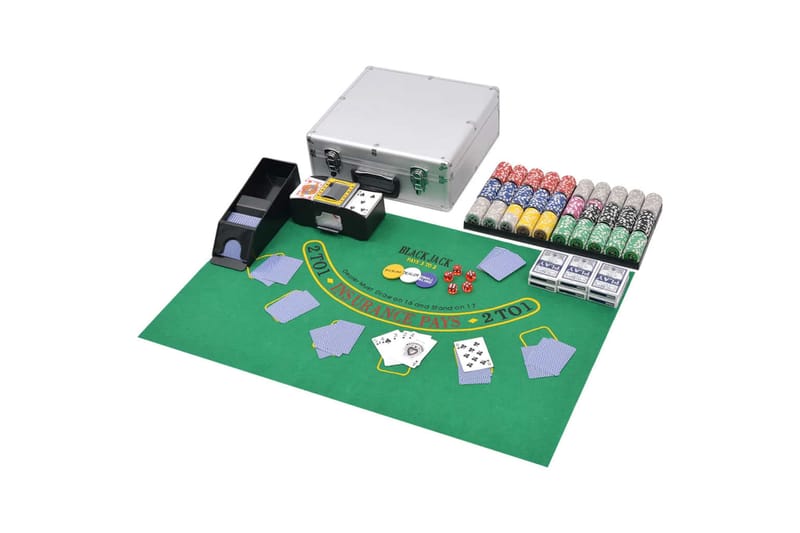 Poker-/blackjacksett med 600 laser-sjetonger aluminium - Møbler - Senger - Sengeramme & sengestamme