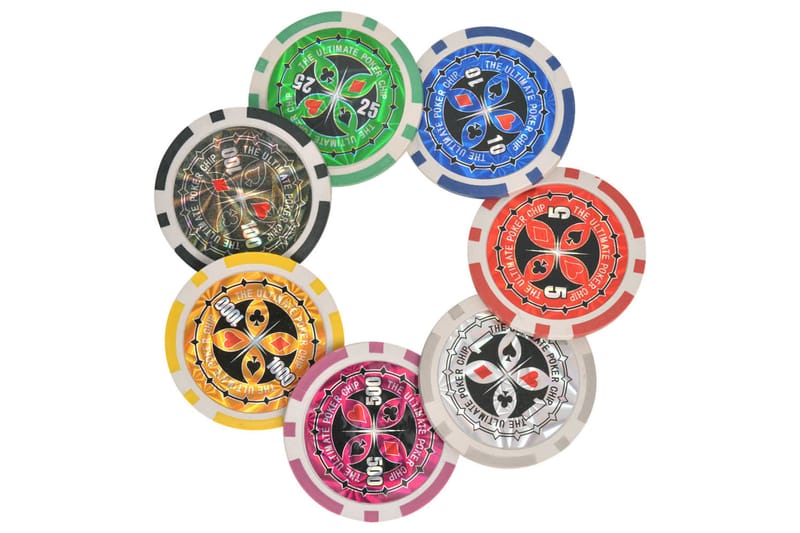 Poker-/blackjacksett med 600 laser-sjetonger aluminium - Sengeramme & sengestamme