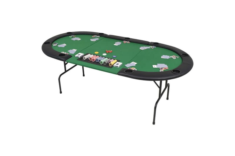 Pokerbord 9 spillere sammenleggbar 3-delt oval grønn - Møbler - Senger - Sengeramme & sengestamme