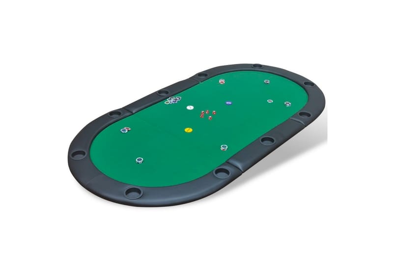 Pokerbord sammenleggbar bordplate 10 spillere grønn - Sengeramme & sengestamme