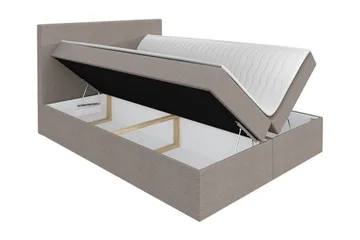 Pries Sengepakke 140x200 cm i Stoff med Sengegavl + Overmadrass med Fasthetsgrad Medium - Svart - Møbler - Senger - Sengeramme & sengestamme