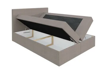 Pries Sengepakke 160x200 cm i Stoff med Sengegavl + Overmadrass - Svart - Møbler - Senger - Sengeramme & sengestamme