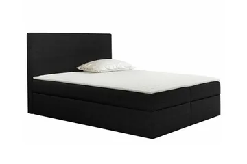 Pries Sengepakke 160x200 cm i Stoff med Sengegavl + Overmadrass - Svart - Møbler - Senger - Sengeramme & sengestamme