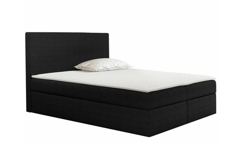 Pries Sengeramme med Oppbevaring 200x200 cm i Stoff med Sengegavl, Svart