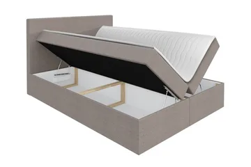 Pries Sengeramme med Oppbevaring 200x200 cm i Stoff med Sengegavl - Svart - Møbler - Senger - Sengeramme & sengestamme
