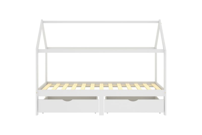 Ramme for barneseng med skuffer hvit heltre furu 90x200 cm - Hvit - Møbler - Senger - Sengeramme & sengestamme