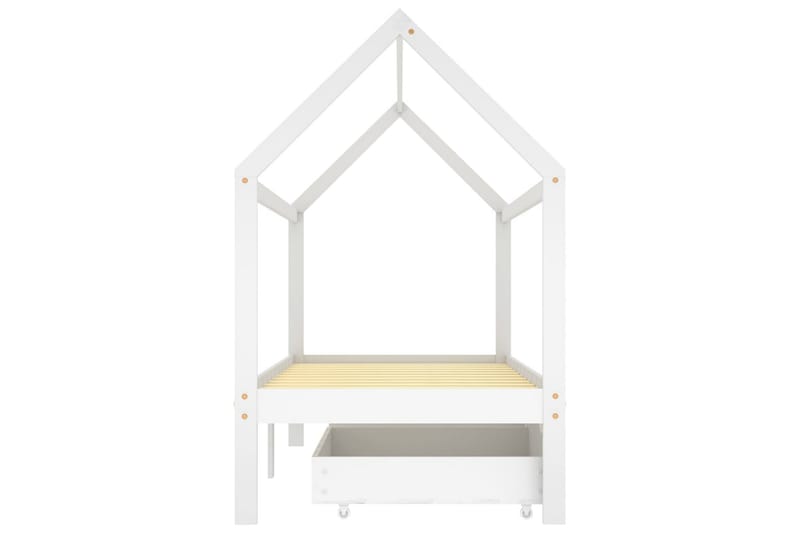 Ramme for barneseng med skuffer hvit heltre furu 90x200 cm - Hvit - Møbler - Senger - Sengeramme & sengestamme