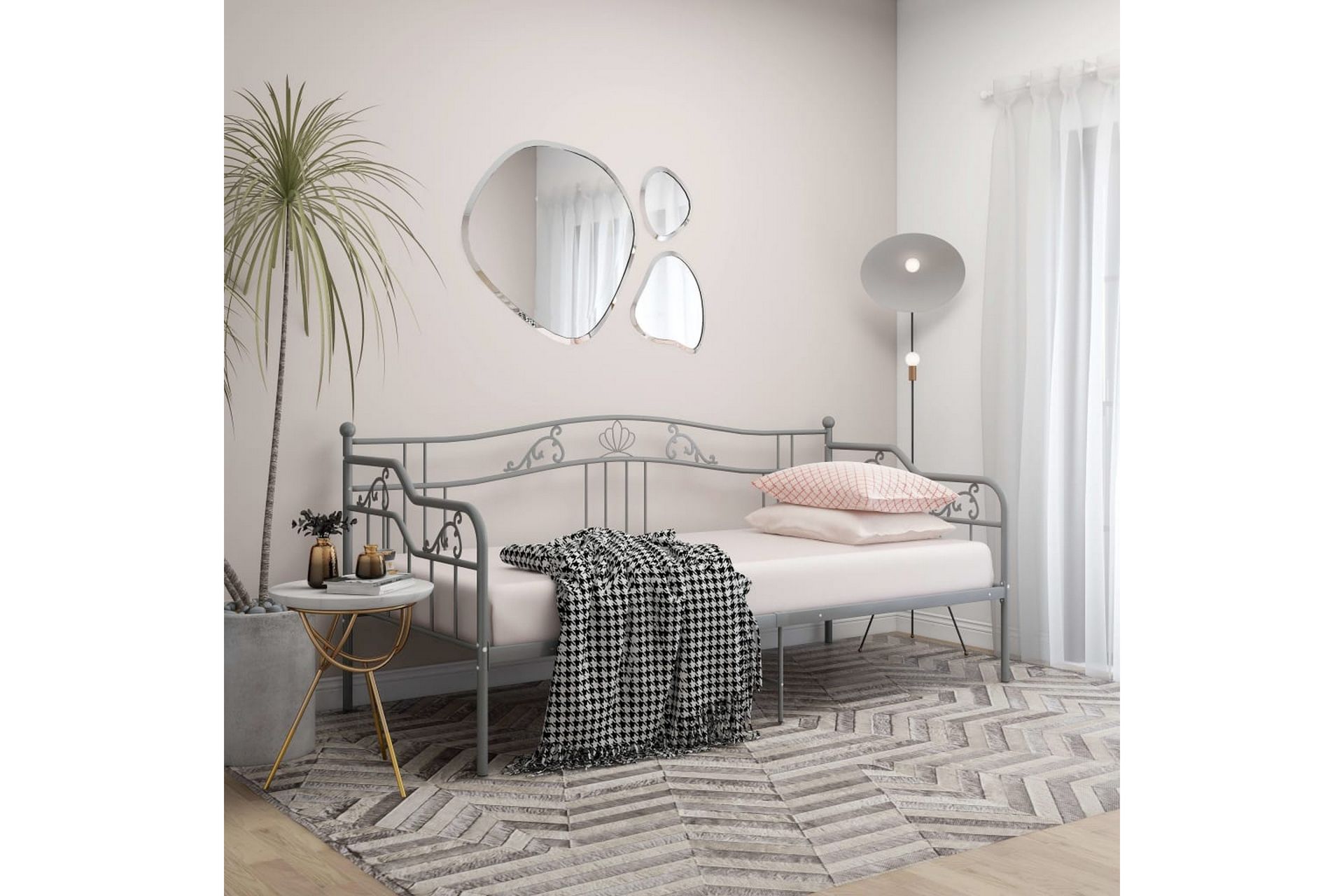 Ramme til sovesofa grå metall 90x200 cm - Grå - Møbler - Senger - Sengeramme & sengestamme