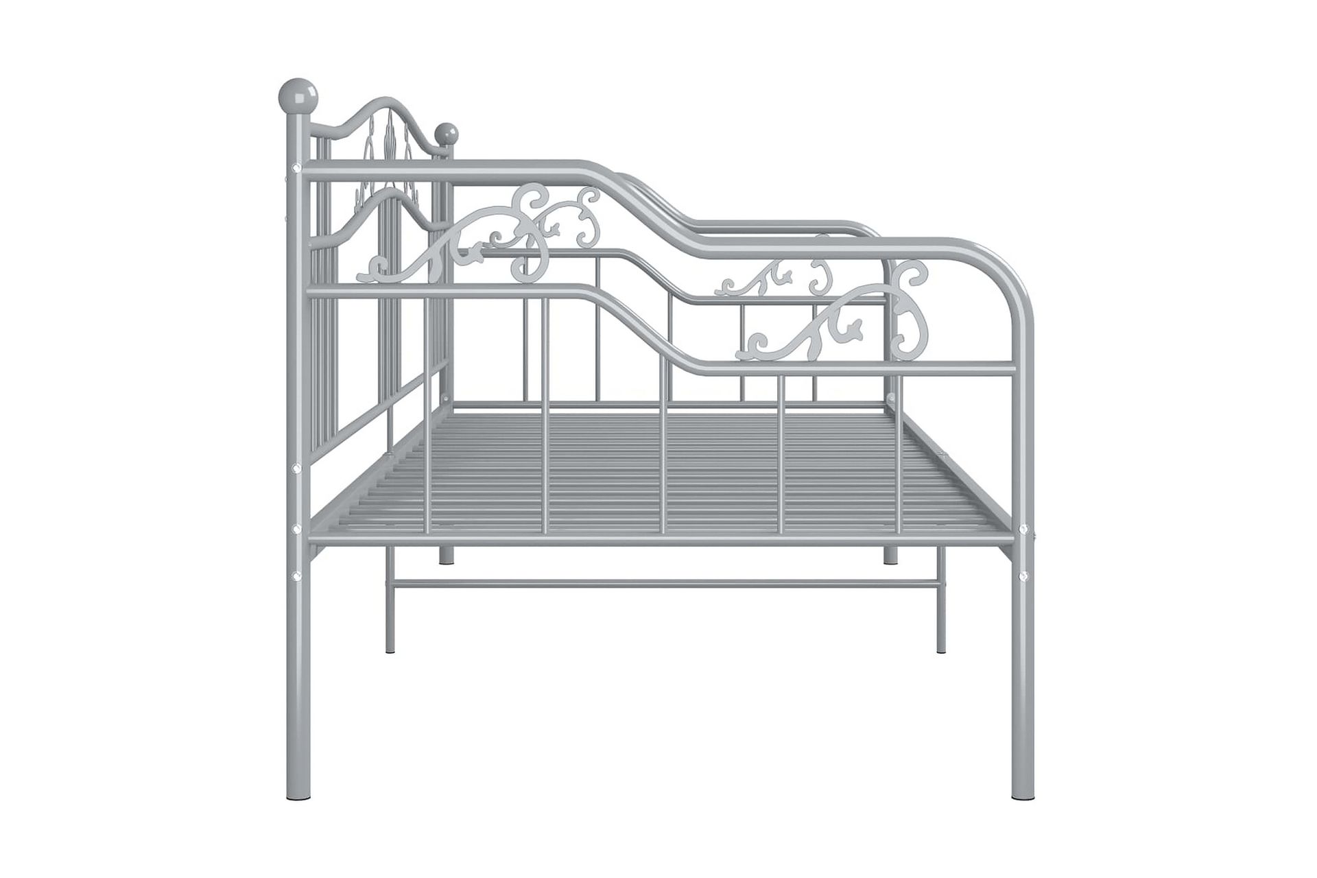 Ramme til sovesofa grå metall 90x200 cm - Grå - Møbler - Senger - Sengeramme & sengestamme