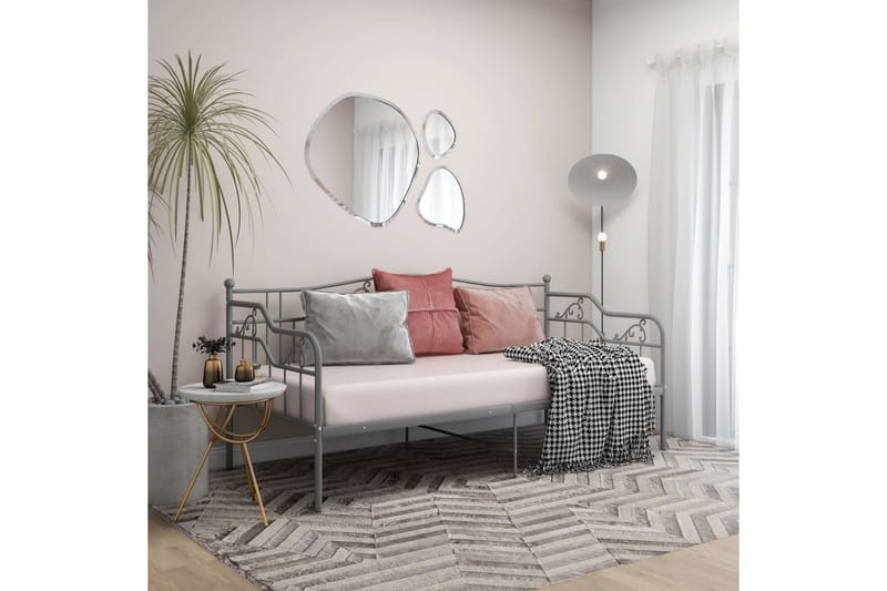 Ramme til sovesofa grå metall 90x200 cm - Grå - Møbler - Senger - Sengeramme & sengestamme