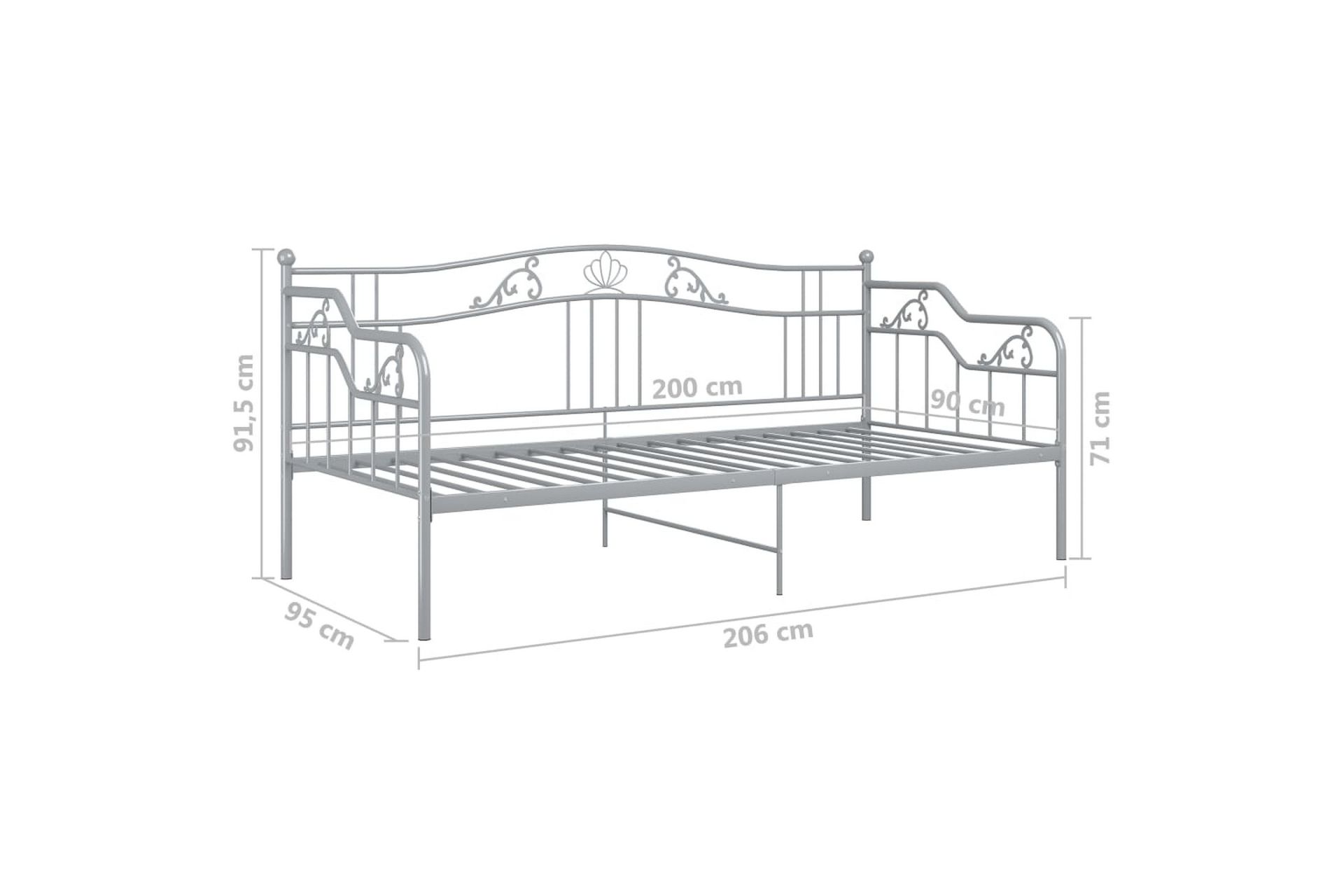 Ramme til sovesofa grå metall 90x200 cm - Grå - Møbler - Senger - Sengeramme & sengestamme