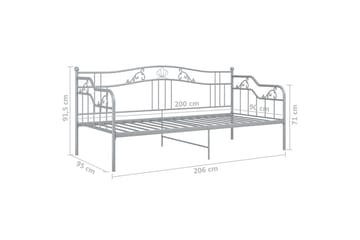 Ramme til sovesofa grå metall 90x200 cm - Grå - Møbler - Senger - Sengeramme & sengestamme