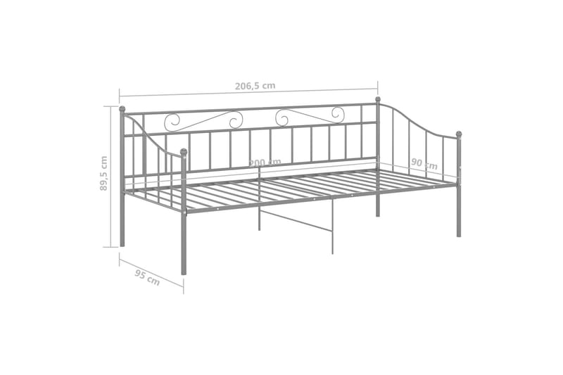 Ramme til sovesofa grå metall 90x200 cm - Grå - Møbler - Senger - Sengeramme & sengestamme