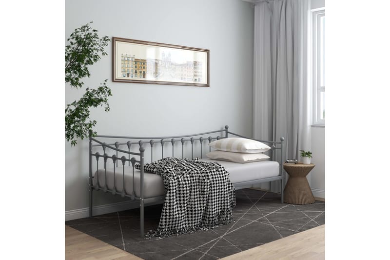 Ramme til sovesofa grå metall 90x200 cm - Grå - Møbler - Senger - Sengeramme & sengestamme