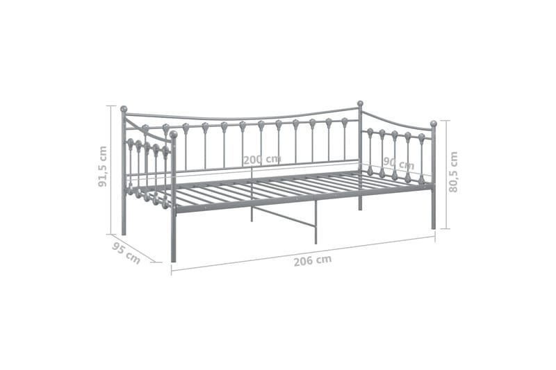 Ramme til sovesofa grå metall 90x200 cm - Grå - Møbler - Senger - Sengeramme & sengestamme