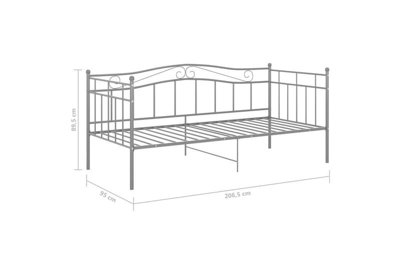 Ramme til sovesofa grå metall 90x200 cm - Grå - Sengeramme & sengestamme