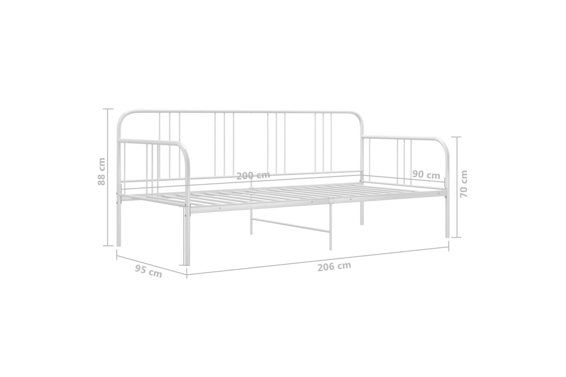 Ramme til sovesofa hvit metall 90x200 cm - Hvit - Møbler - Senger - Sengeramme & sengestamme