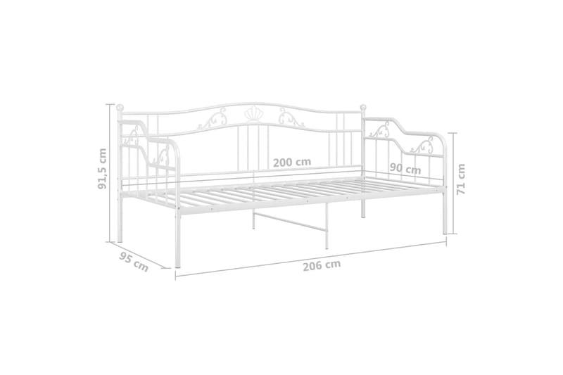 Ramme til sovesofa hvit metall 90x200 cm - Hvit - Møbler - Senger - Sengeramme & sengestamme