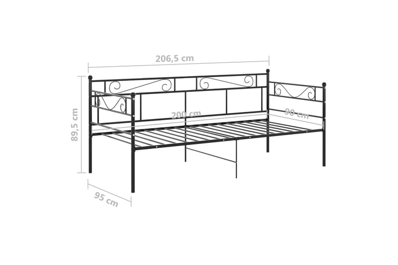 Ramme til sovesofa svart metall 90x200 cm - Svart - Møbler - Senger - Sengeramme & sengestamme