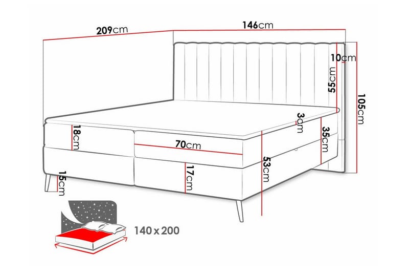 Rathkeale Sengeramme 140x200 cm - Møbler - Senger - Sengeramme & sengestamme