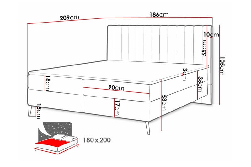 Rathkeale Sengeramme 180x200 cm - Beige - Sengeramme & sengestamme