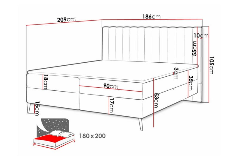 Rathkeale Sengeramme 180x200 cm - Mørkegrå - Møbler - Senger - Sengeramme & sengestamme