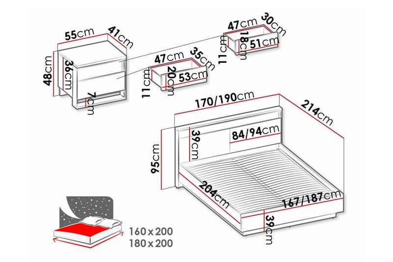 Rathmore Sengeramme 180x200 cm - Svart - Sengeramme & sengestamme