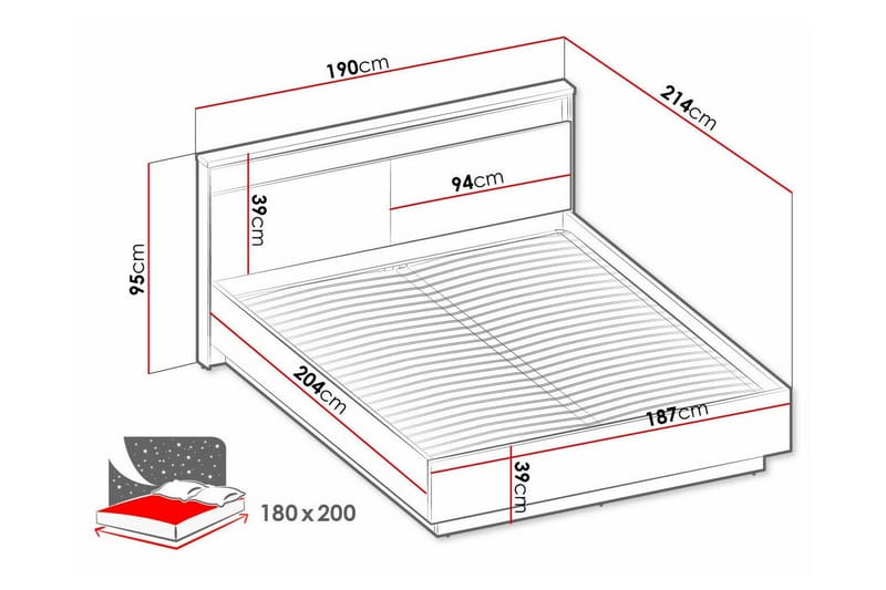 Rathmore Sengeramme 180x200 cm - Svart - Møbler - Senger - Sengeramme & sengestamme