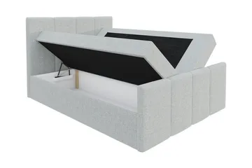 Ripon Sengepakke 120x200 cm i Stoff med Sengegavl + Overmadrass med Fasthetsgrad Medium - Beige - Møbler - Senger - Sengeramme & sengestamme