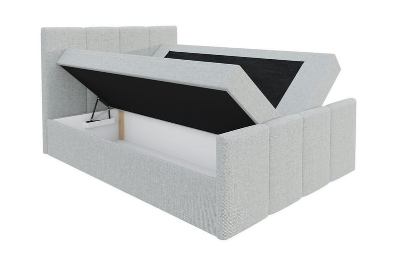 Ripon Sengepakke 120x200 cm i Stoff med Sengegavl + Overmadrass med Fasthetsgrad Medium - Beige - Møbler - Senger - Sengeramme & sengestamme