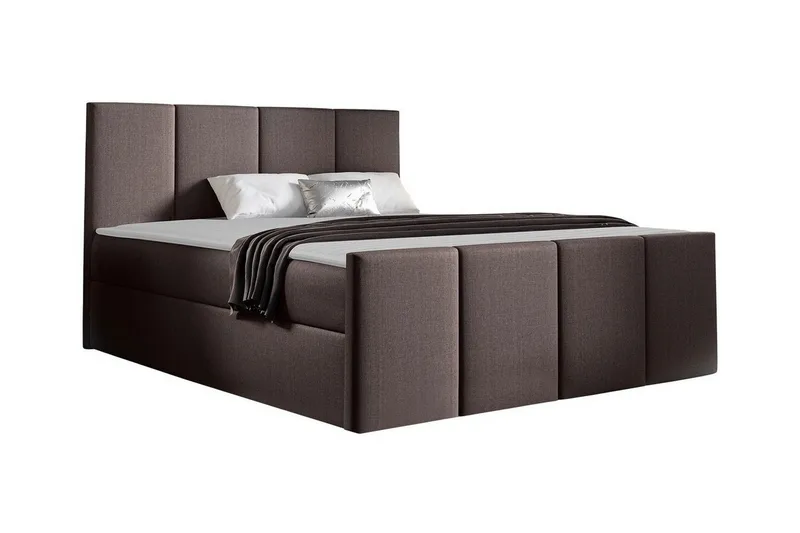 Ripon Sengepakke med Oppbevaring 120x200 cm i Stoff med Sengegavl + Overmadrass, Brun